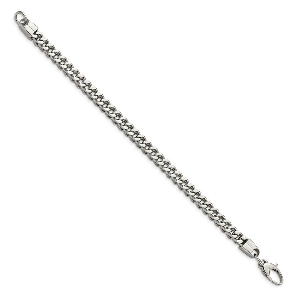 Alternate view of the Men's Stainless Steel Franco Chain 9 Inch Bracelet by The Black Bow Jewelry Co.
