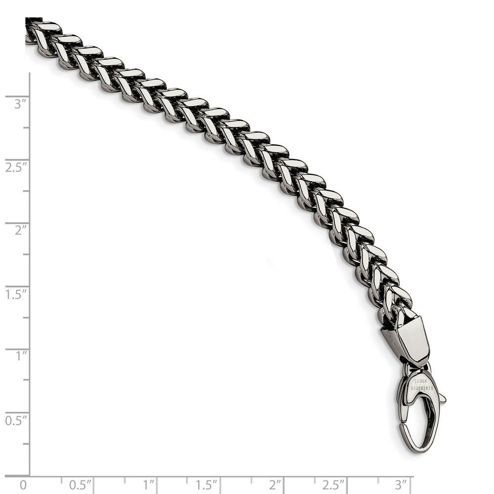 Alternate view of the Men's Stainless Steel Franco Chain 9 Inch Bracelet by The Black Bow Jewelry Co.