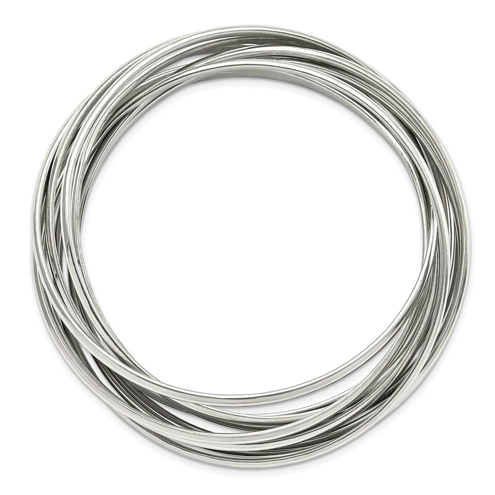 Alternate view of the Stainless Steel 9 Piece Intertwined Bangle Bracelet by The Black Bow Jewelry Co.