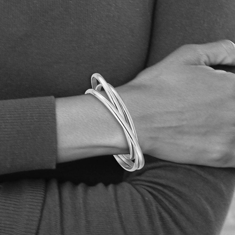 Alternate view of the Stainless Steel 3 Piece Intertwined Bangle Bracelet by The Black Bow Jewelry Co.