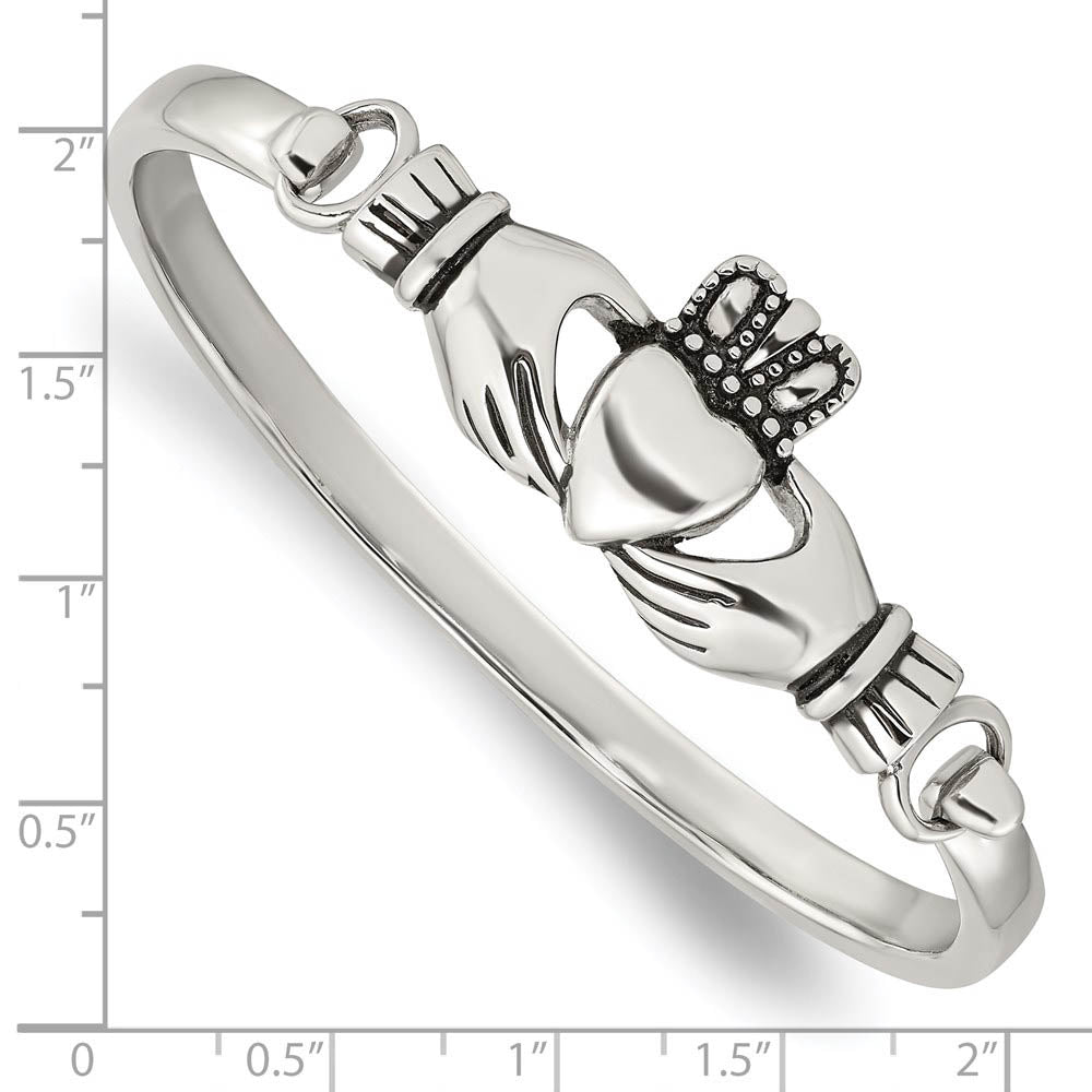 Alternate view of the Stainless Steel Claddagh Bangle Bracelet by The Black Bow Jewelry Co.