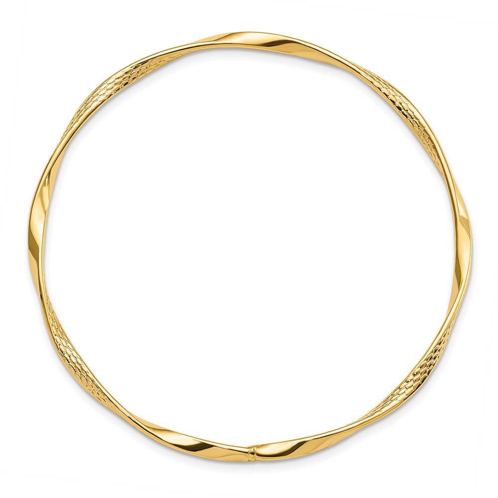 Alternative view of 3mm 14k Yellow Gold Twisted Slip-on Bangle Bracelet