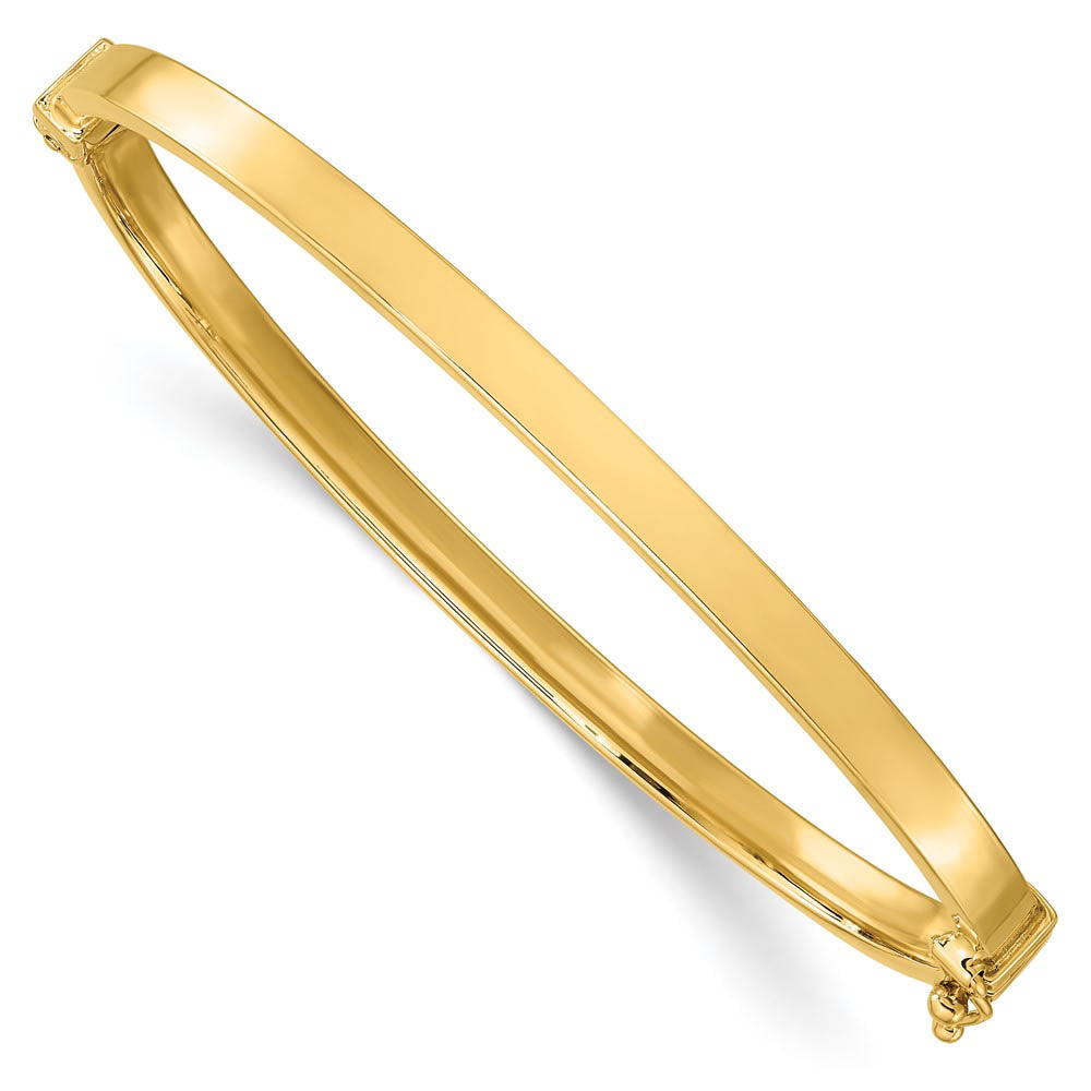 4mm 14k Yellow Gold Polished Flat Hinged Bangle Bracelet, Item B11666 by The Black Bow Jewelry Co.