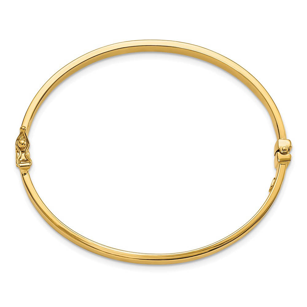 Alternative view of 4mm 14k Yellow Gold Polished Flat Hinged Bangle Bracelet