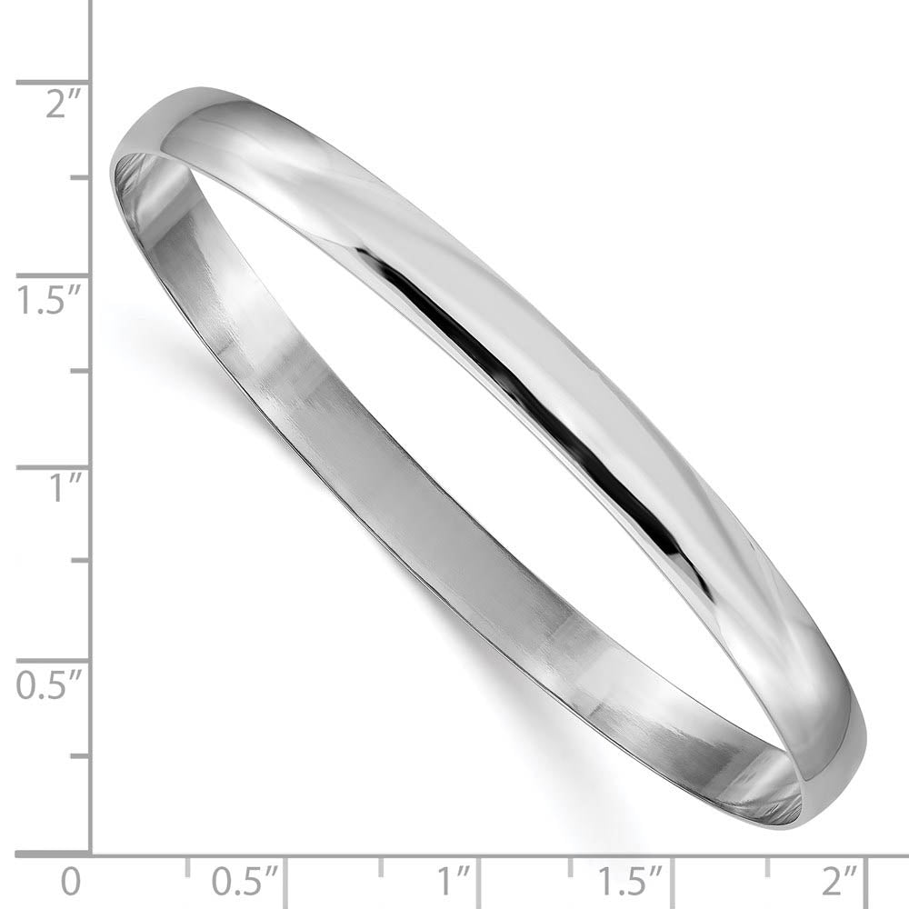 Alternate view of the 6mm 14k White Gold Polished Half Round Solid Bangle Bracelet by The Black Bow Jewelry Co.