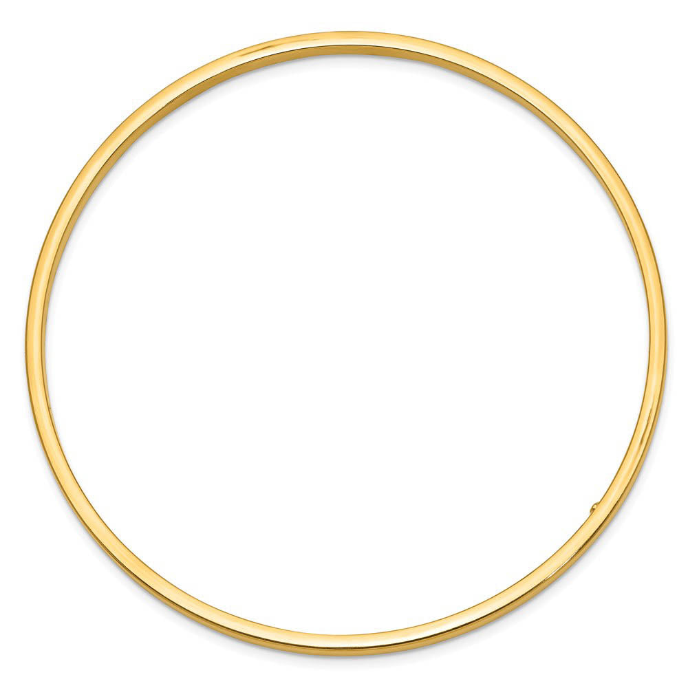 Alternative view of 3mm 14k Yellow Gold Polished Hollow Square Tube Bangle Bracelet
