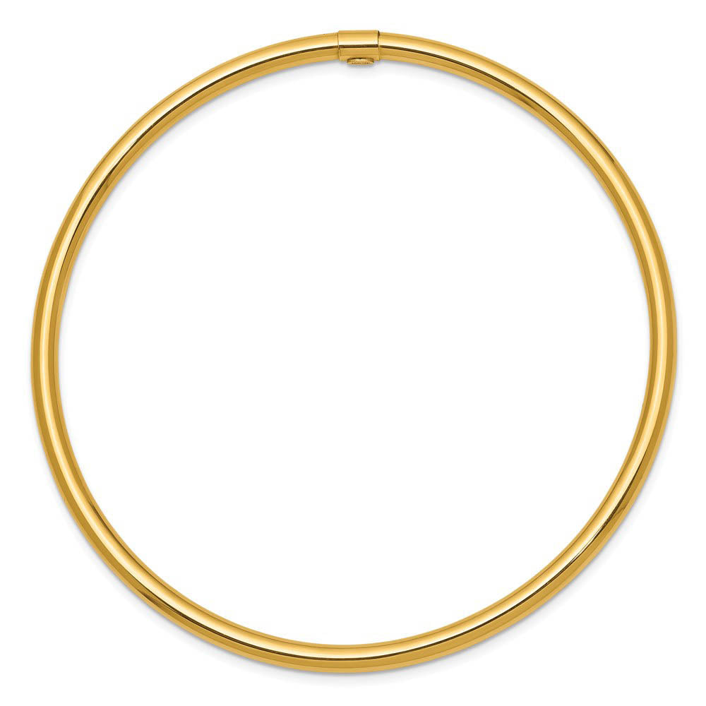 Alternative view of 3mm 14k Yellow Gold Polished Hollow Round Tube Bangle Bracelet
