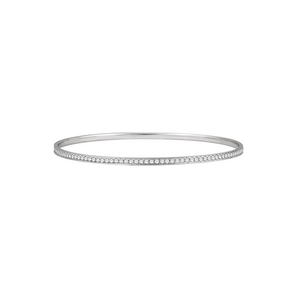 14k White Gold & 1.5 Ctw Diamond 2.5mm Bangle Bracelet, Item B12726 by The Black Bow Jewelry Co.