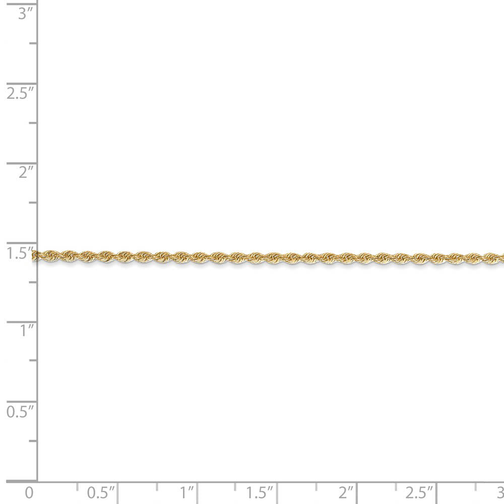 Alternate view of the 1.5mm, 14k Yellow Gold Handmade Rope Chain Bracelet by The Black Bow Jewelry Co.