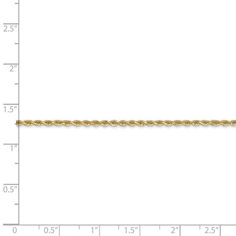 Alternate view of the 1.75mm Diamond Cut Rope Chain Bracelet in 14k Yellow Gold, 6 Inch by The Black Bow Jewelry Co.