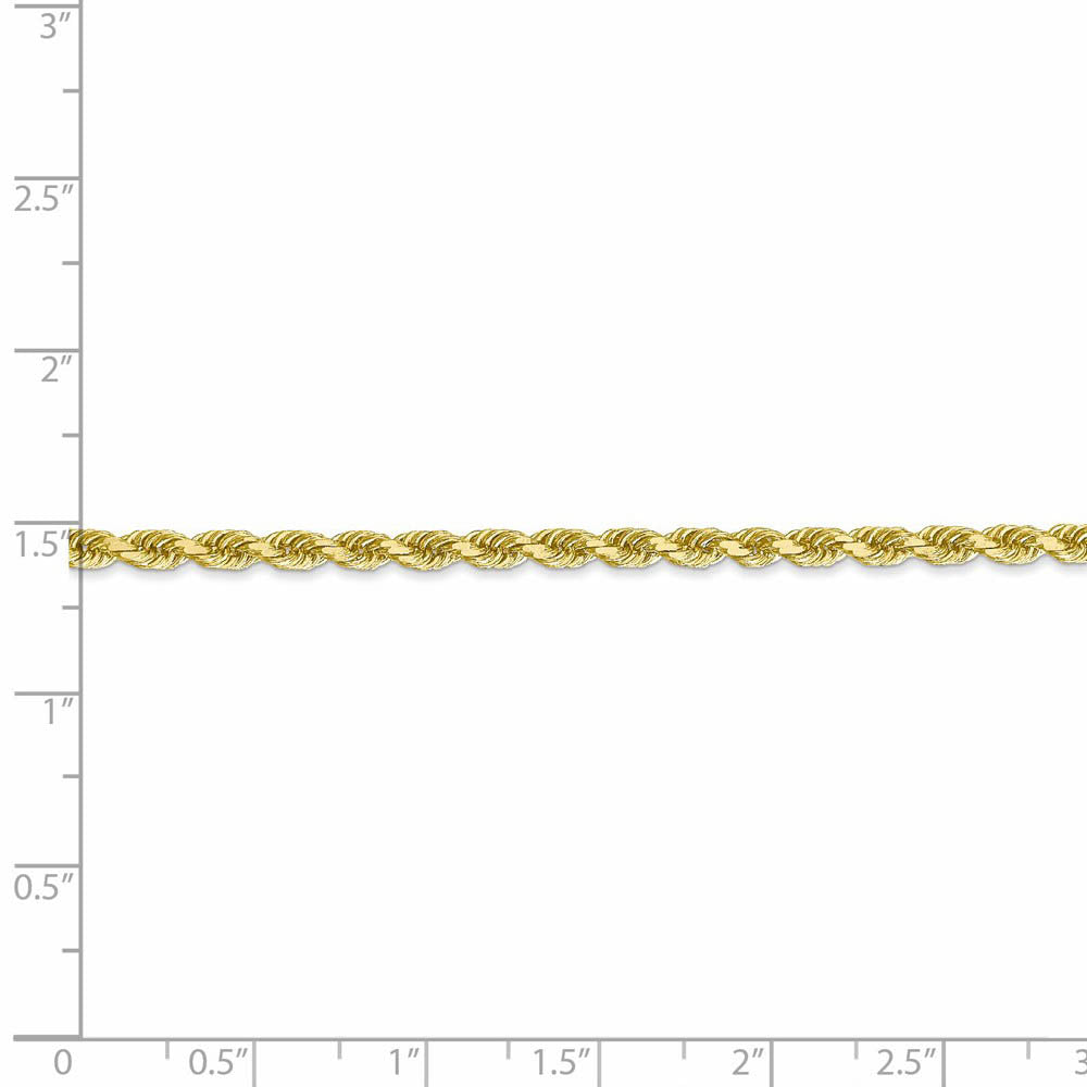 Alternate view of the 3mm 10k Yellow Gold Diamond Cut Solid Rope Chain Bracelet by The Black Bow Jewelry Co.