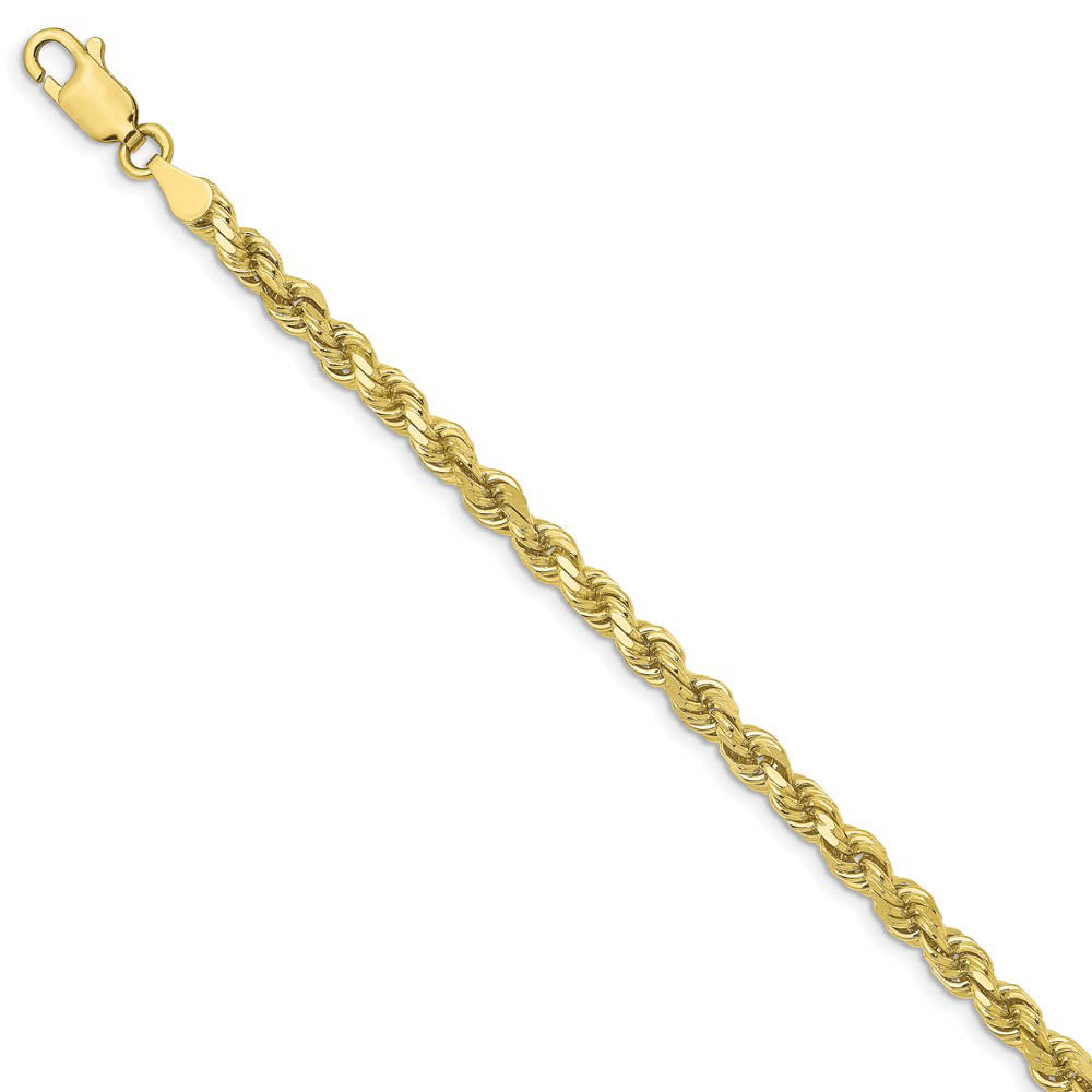 3.5mm 10k Yellow Gold Diamond Cut Solid Rope Chain Bracelet, Item B13292 by The Black Bow Jewelry Co.