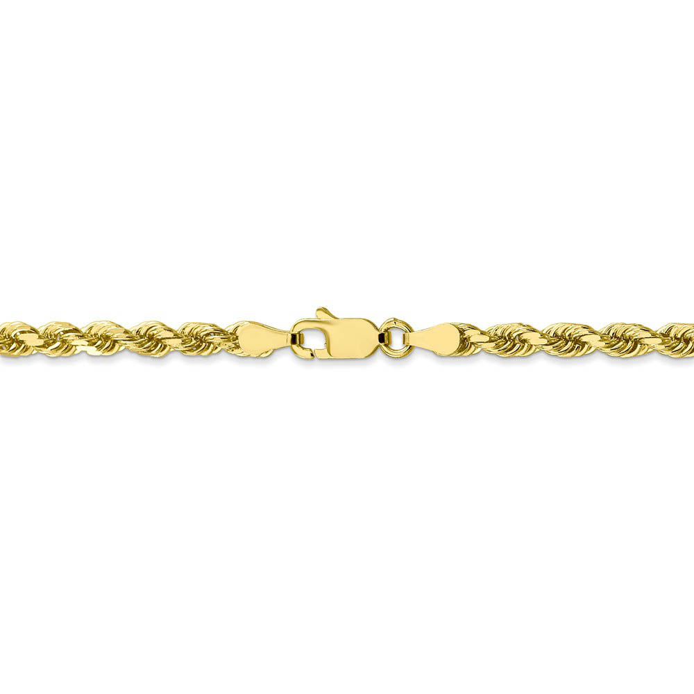 Alternate view of the 3.5mm 10k Yellow Gold Diamond Cut Solid Rope Chain Bracelet by The Black Bow Jewelry Co.