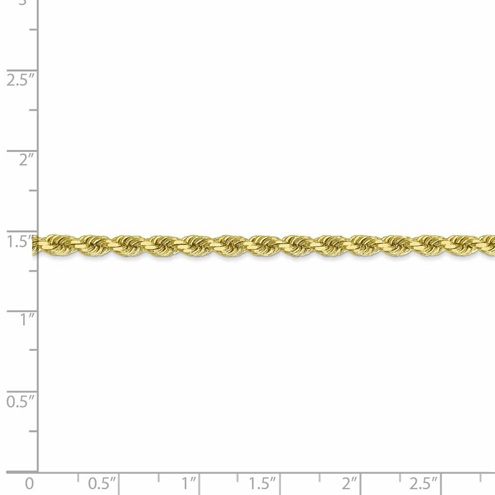 Alternate view of the 3.5mm 10k Yellow Gold Diamond Cut Solid Rope Chain Bracelet by The Black Bow Jewelry Co.
