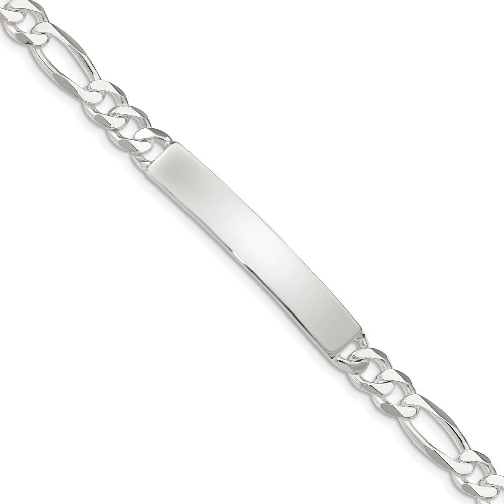 Men's 7mm Sterling Silver Figaro I.D. Bracelet, Item B13420 by The Black Bow Jewelry Co.