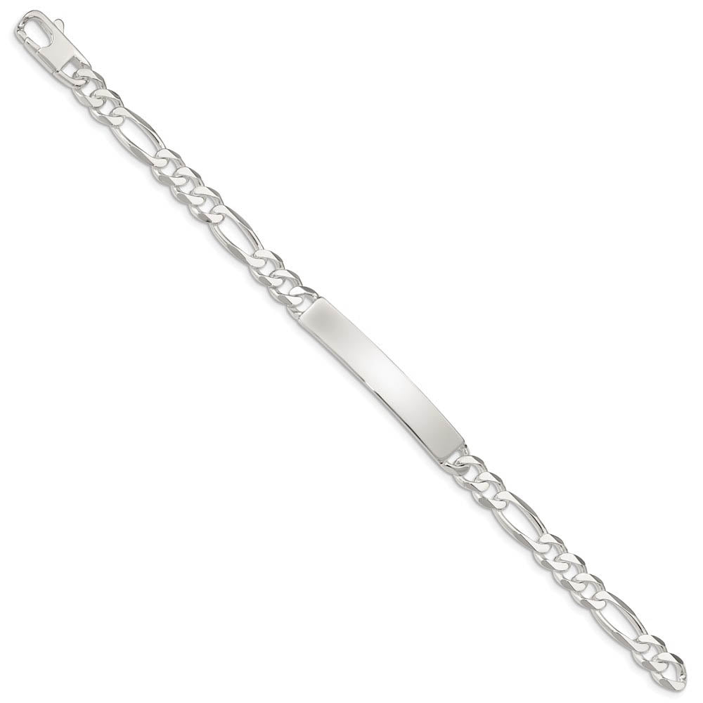 Alternate view of the Men's 7mm Sterling Silver Figaro I.D. Bracelet by The Black Bow Jewelry Co.