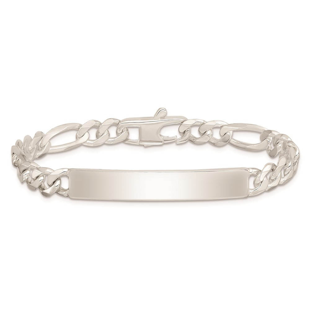Alternate view of the Men's 7mm Sterling Silver Figaro I.D. Bracelet by The Black Bow Jewelry Co.