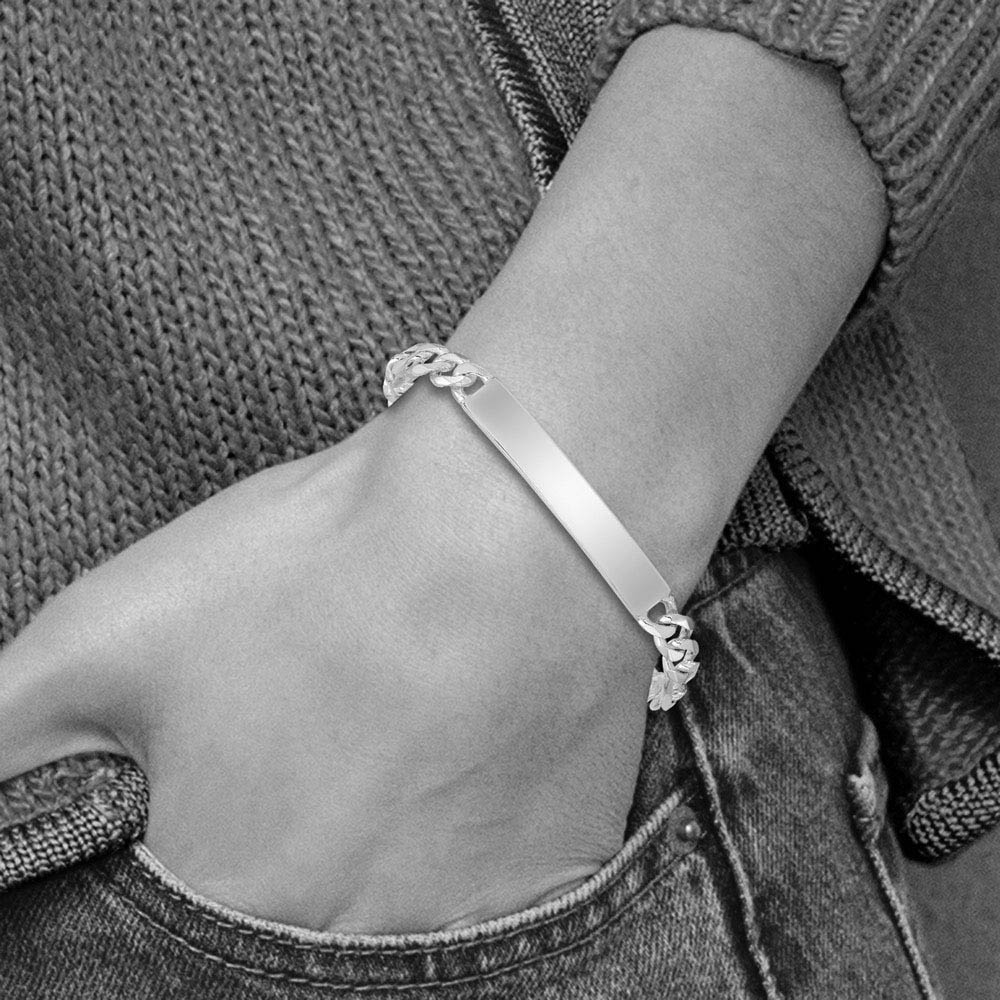 Alternate view of the Men's 7mm Sterling Silver Figaro I.D. Bracelet by The Black Bow Jewelry Co.