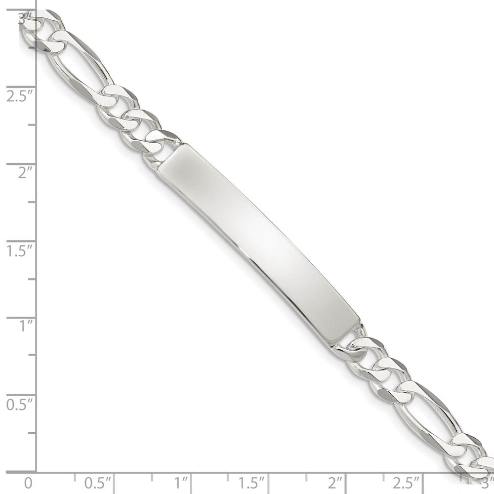 Alternate view of the Men's 7mm Sterling Silver Figaro I.D. Bracelet by The Black Bow Jewelry Co.