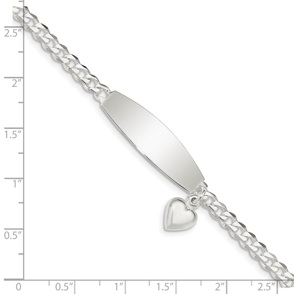 Alternate view of the 9mm Sterling Silver Heart Charm Curb Link I.D. Bracelet by The Black Bow Jewelry Co.