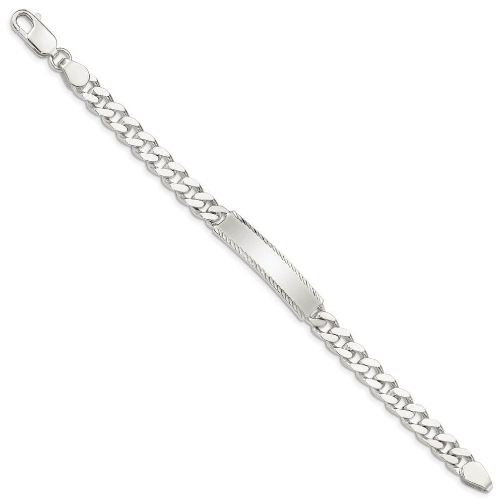 Alternate view of the 7mm Sterling Silver Diamond-Cut Engravable Curb Link I.D. Bracelet by The Black Bow Jewelry Co.