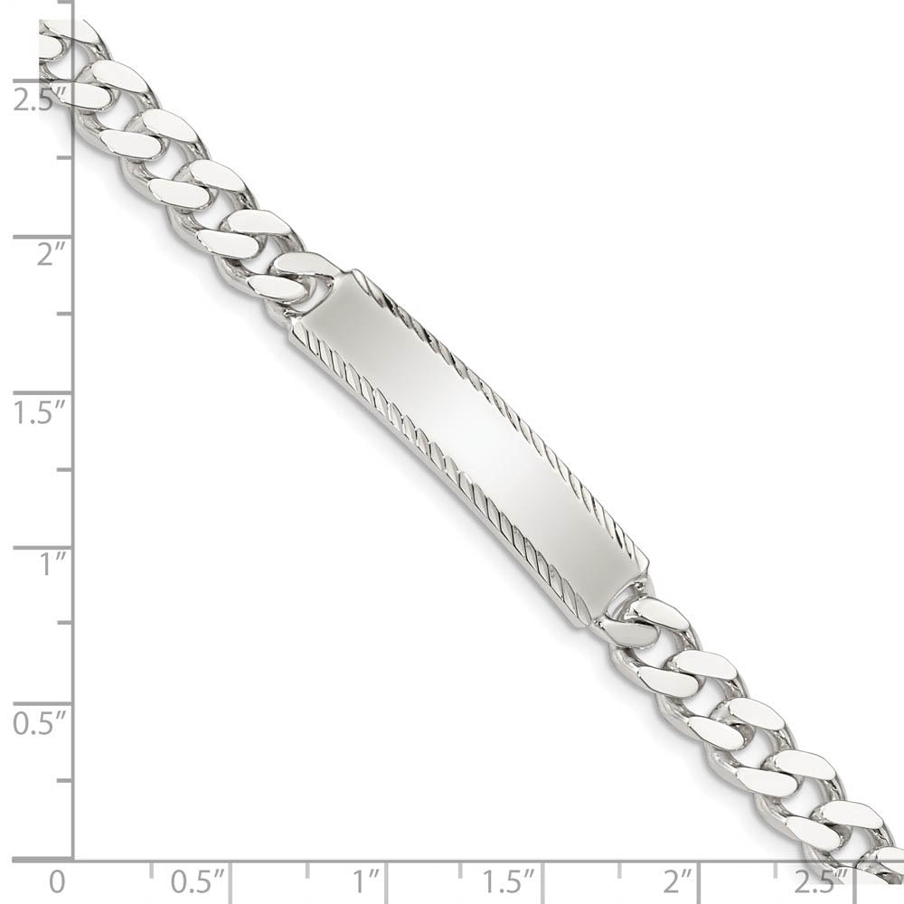 Alternate view of the 7mm Sterling Silver Diamond-Cut Engravable Curb Link I.D. Bracelet by The Black Bow Jewelry Co.