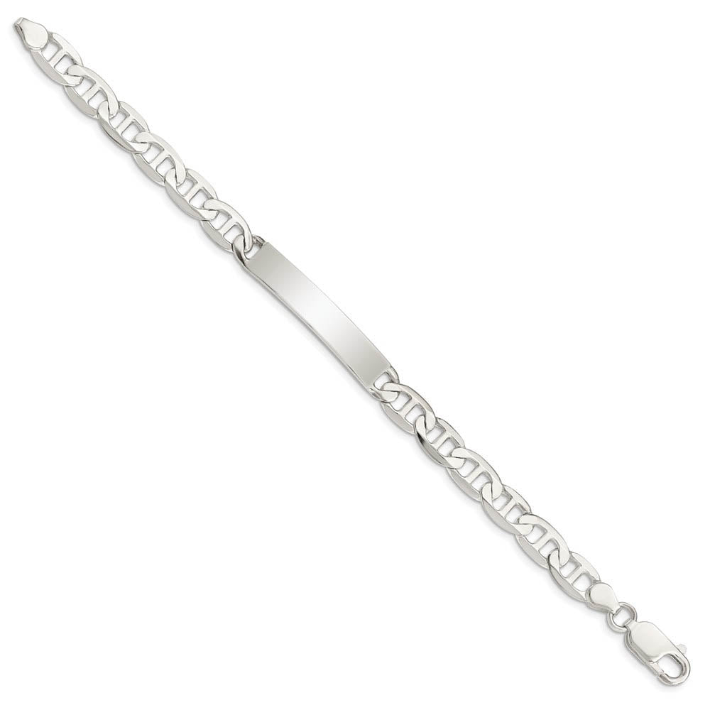Alternate view of the 7mm Sterling Silver Polished Engravable Anchor Link I.D. Bracelet by The Black Bow Jewelry Co.