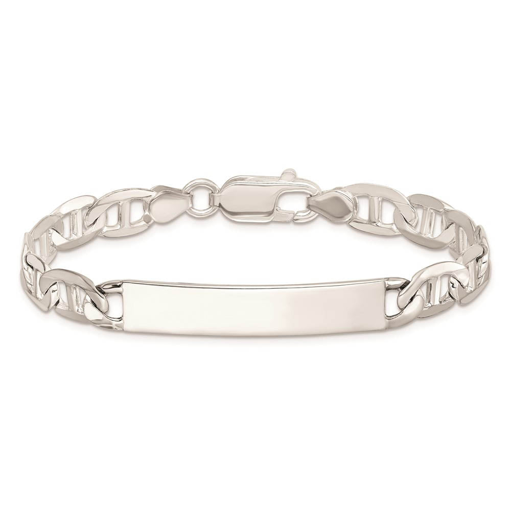Alternate view of the 7mm Sterling Silver Polished Engravable Anchor Link I.D. Bracelet by The Black Bow Jewelry Co.