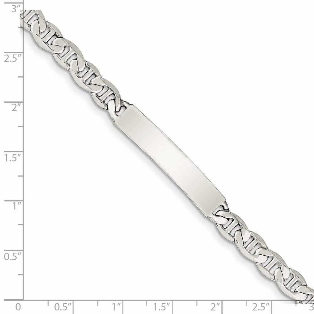 Alternate view of the 7mm Sterling Silver Polished Engravable Anchor Link I.D. Bracelet by The Black Bow Jewelry Co.