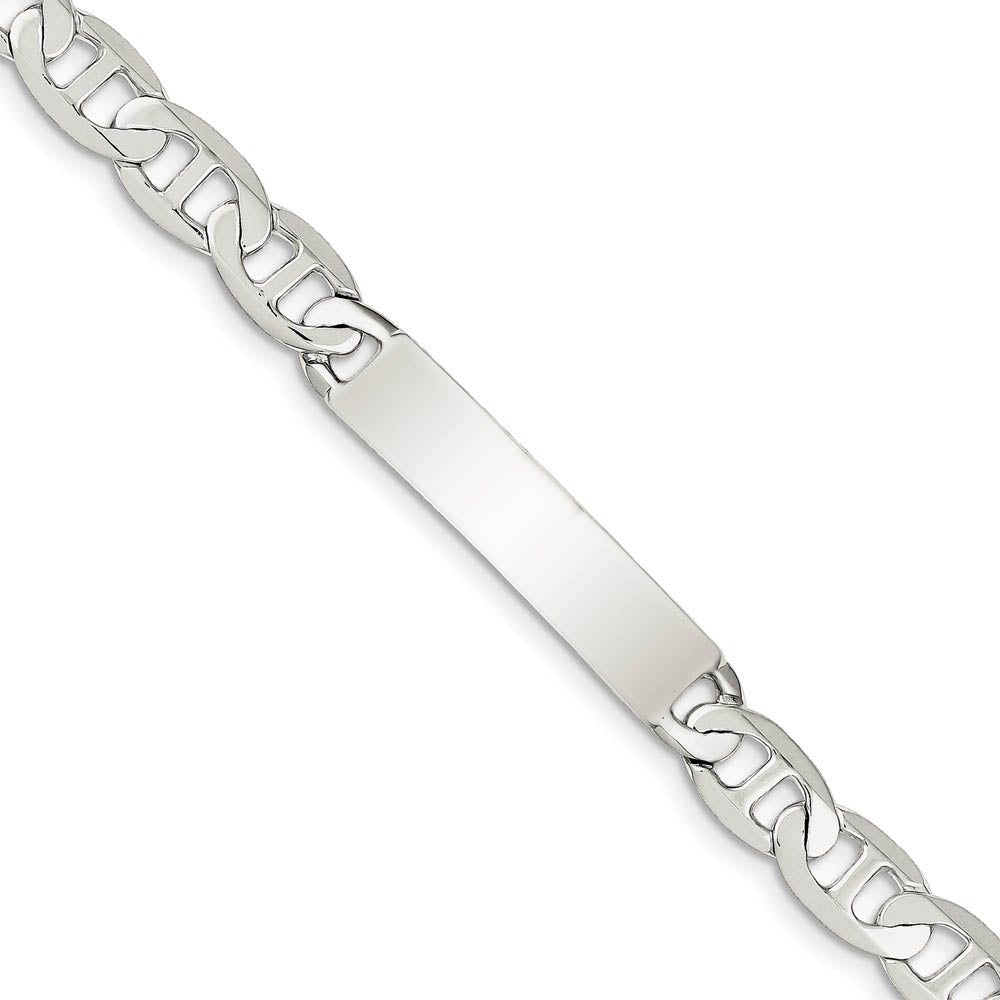 8mm Sterling Silver Polished Engravable Anchor Link I.D. Bracelet, Item B13434 by The Black Bow Jewelry Co.
