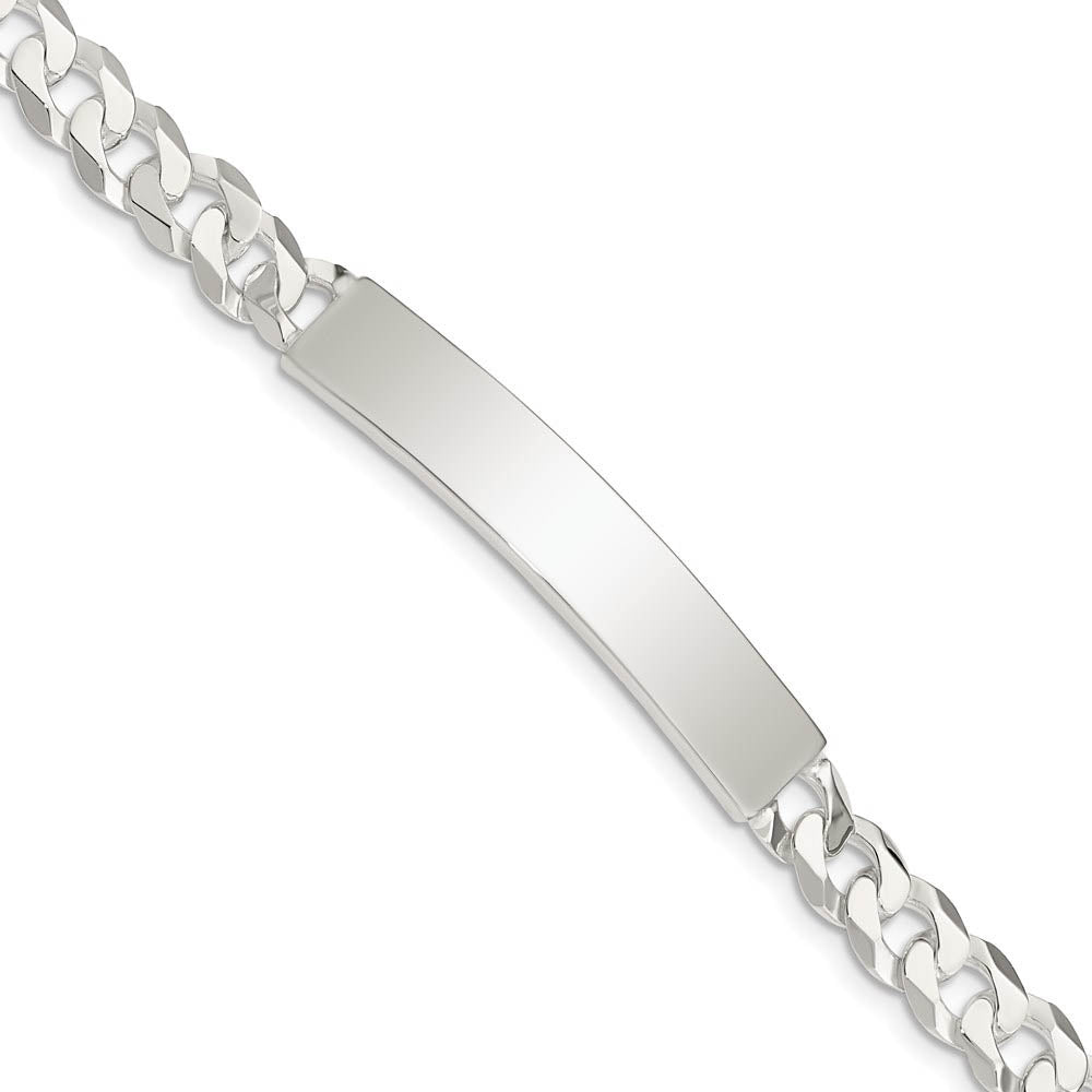 Men's 7mm Sterling Silver Engravable Curb I.D. Bracelet, Item B13436 by The Black Bow Jewelry Co.