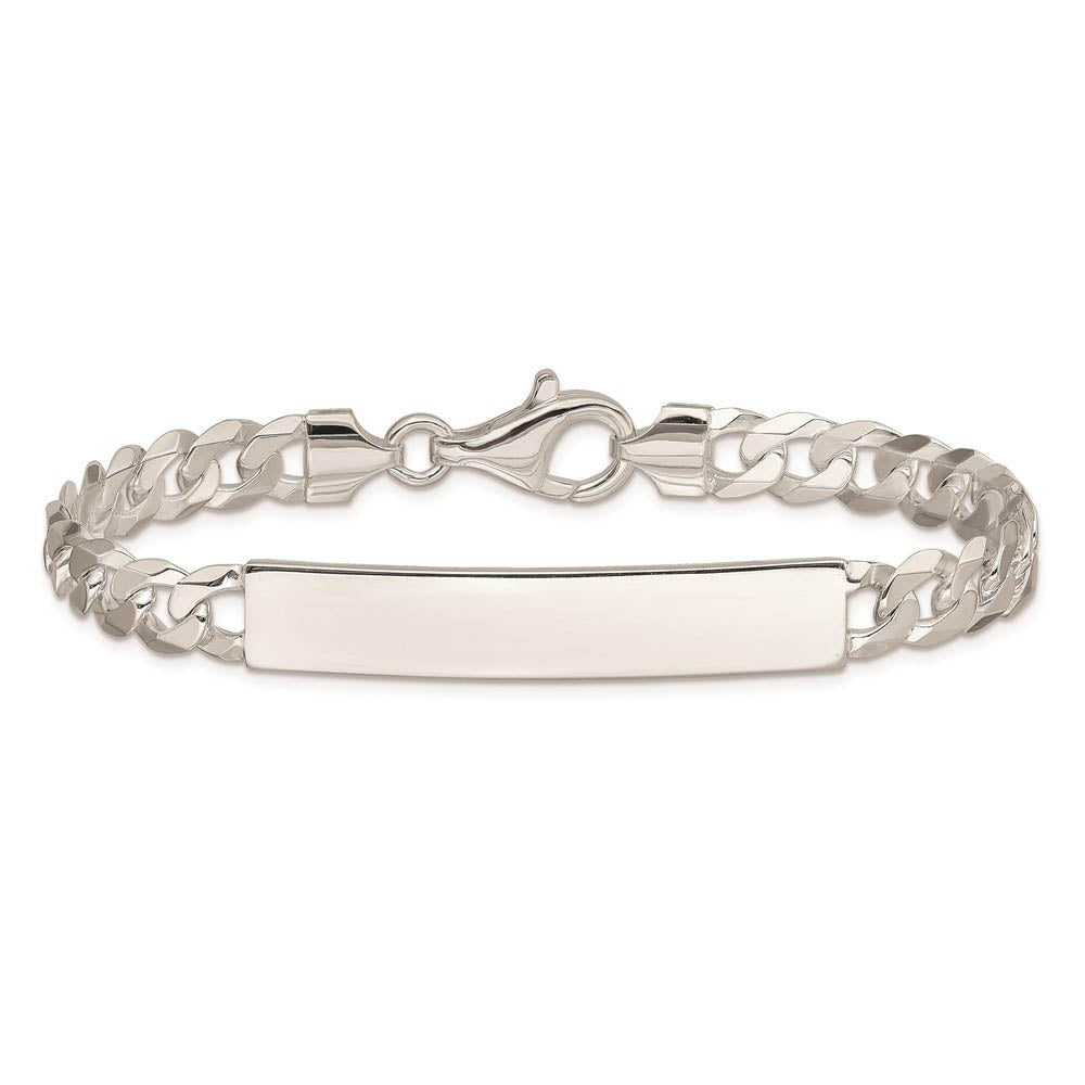 Alternate view of the Men's 7mm Sterling Silver Engravable Curb I.D. Bracelet by The Black Bow Jewelry Co.