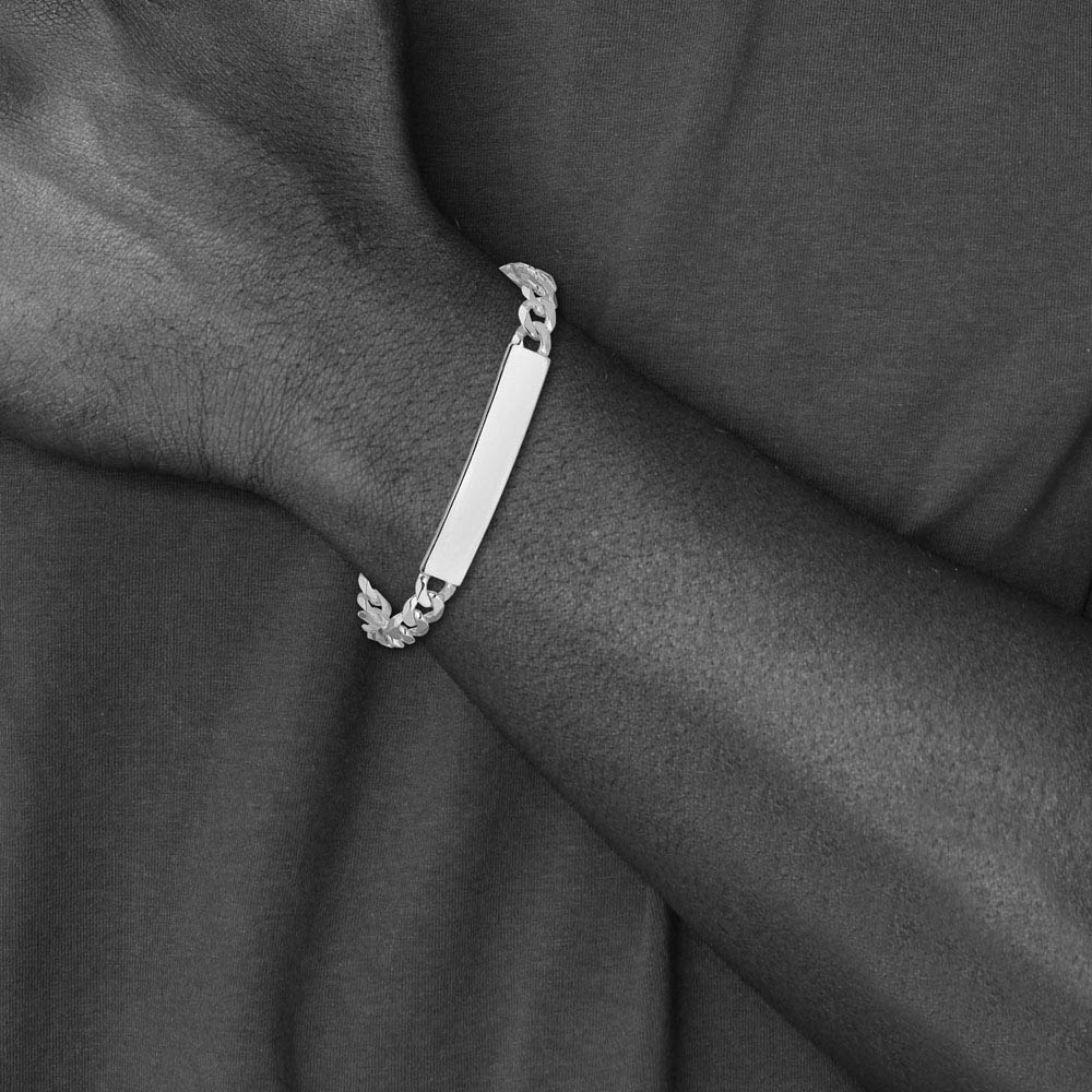 Alternate view of the Men's 7mm Sterling Silver Engravable Curb I.D. Bracelet by The Black Bow Jewelry Co.
