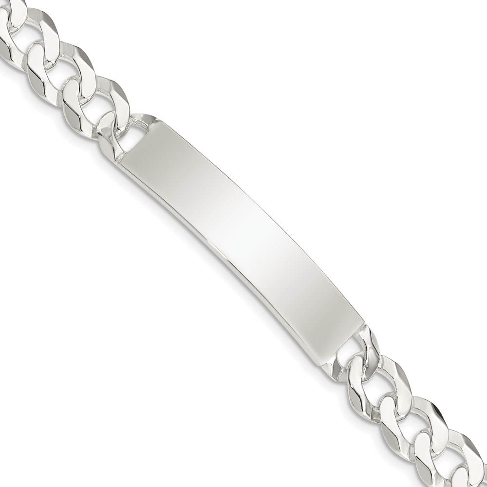 Men's 9mm Sterling Silver Polished Engravable Curb Link I.D. Bracelet, Item B13438 by The Black Bow Jewelry Co.