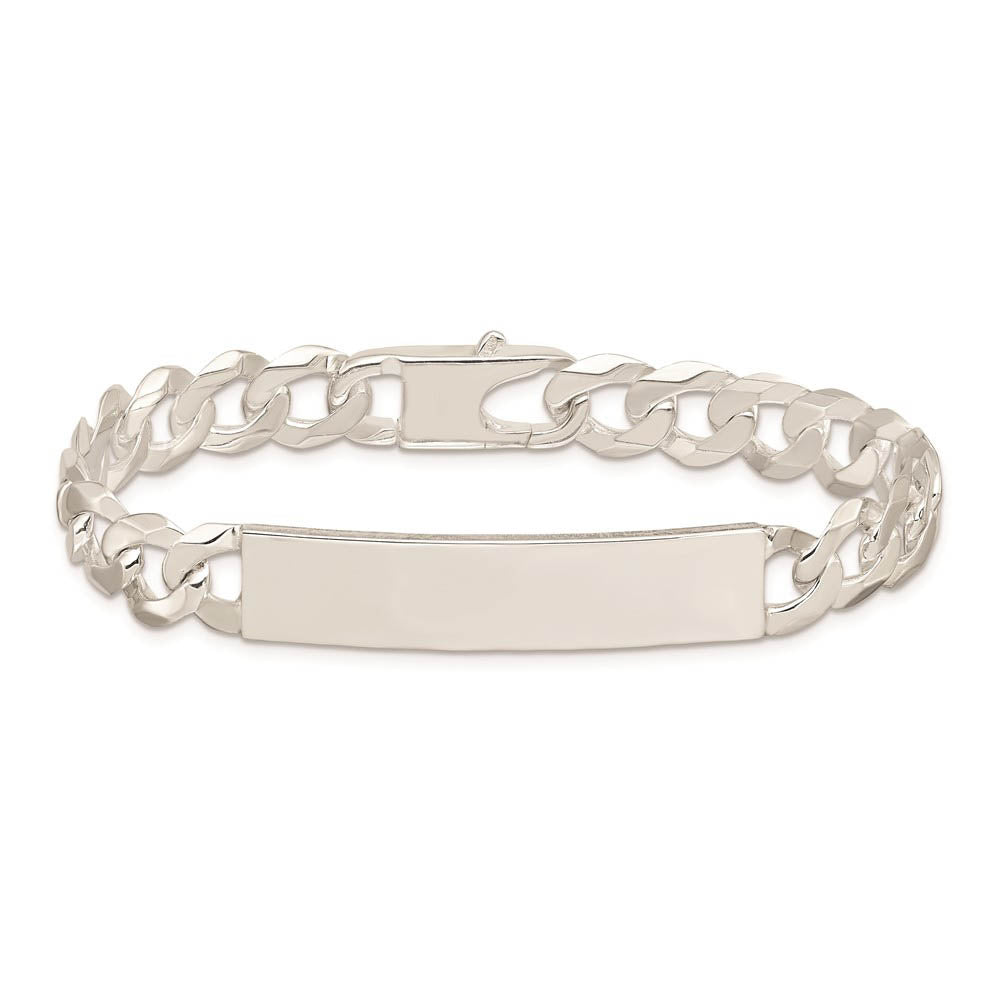 Alternate view of the Men's 9mm Sterling Silver Polished Engravable Curb Link I.D. Bracelet by The Black Bow Jewelry Co.