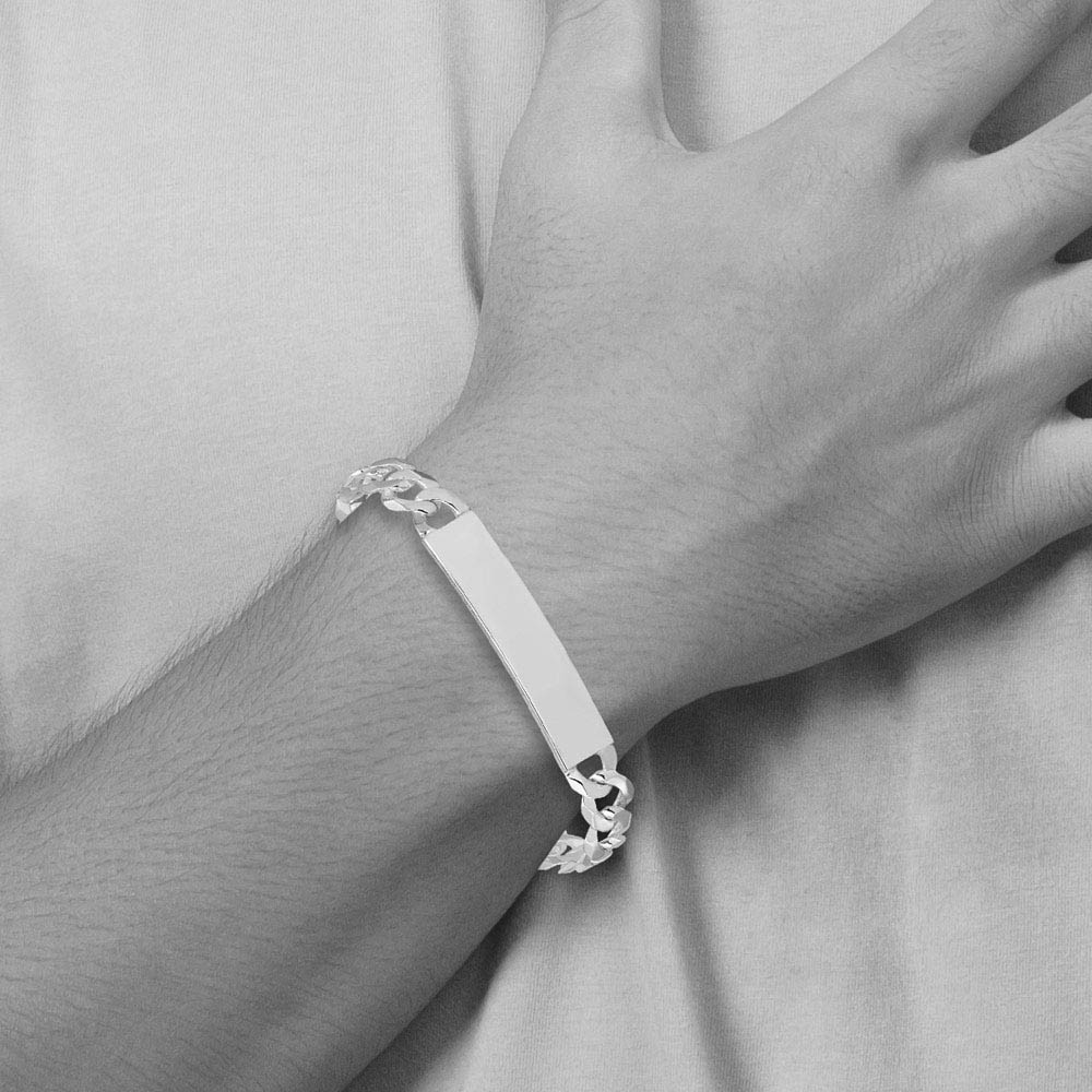 Alternate view of the Men's 9mm Sterling Silver Polished Engravable Curb Link I.D. Bracelet by The Black Bow Jewelry Co.