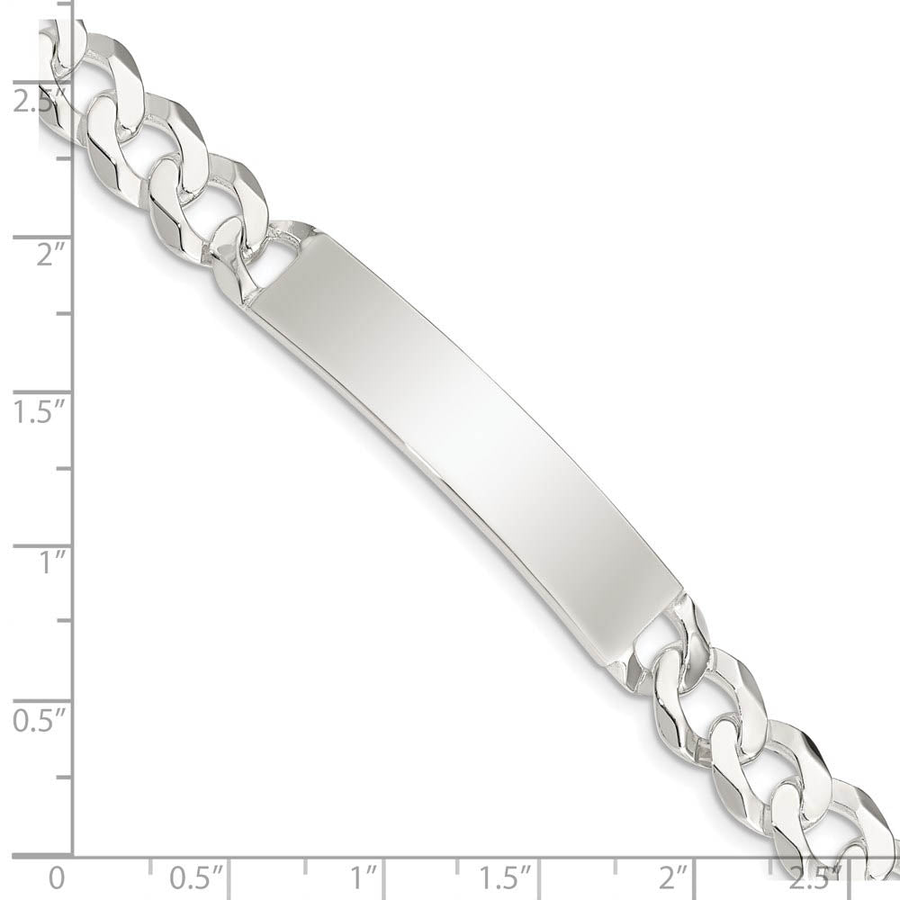 Alternate view of the Men's 9mm Sterling Silver Polished Engravable Curb Link I.D. Bracelet by The Black Bow Jewelry Co.