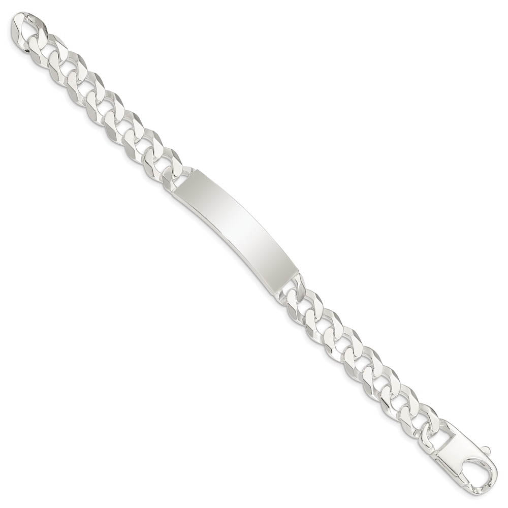 Alternate view of the Mens 10mm Sterling Silver Polished Engravable Curb Link I.D. Bracelet by The Black Bow Jewelry Co.