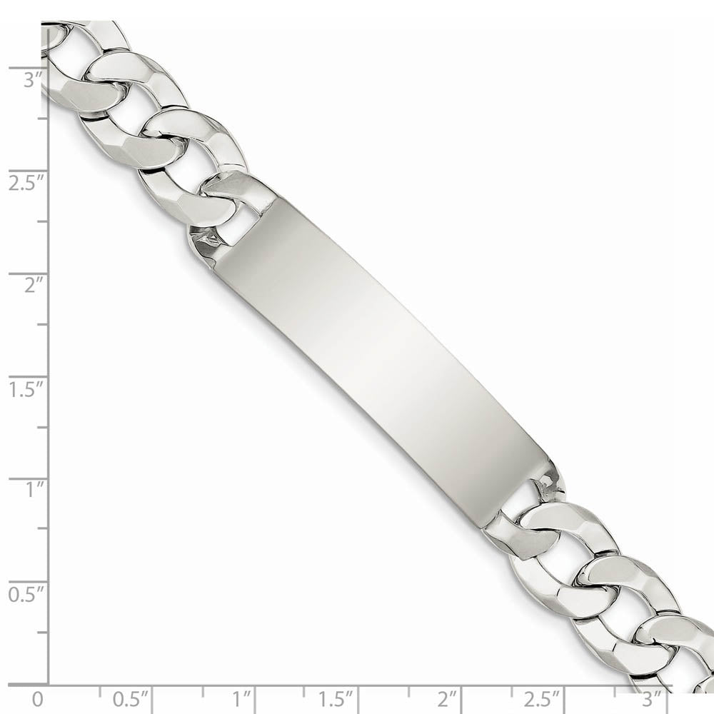 Alternate view of the Mens 13mm Sterling Silver Polished Engravable Curb Link I.D. Bracelet by The Black Bow Jewelry Co.