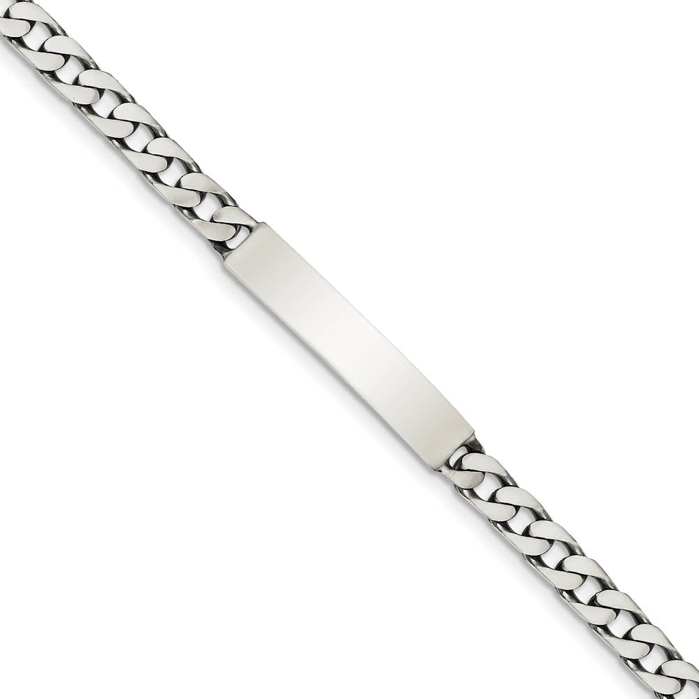 6mm Antiqued Sterling Silver Engravable Curb Link I.D. Bracelet, Item B13449 by The Black Bow Jewelry Co.