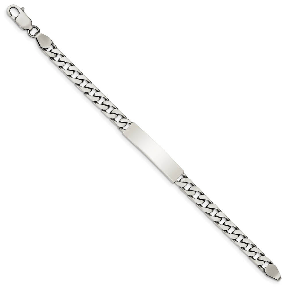 Alternate view of the 7mm Antiqued Sterling Silver Engravable Curb Link I.D. Bracelet by The Black Bow Jewelry Co.