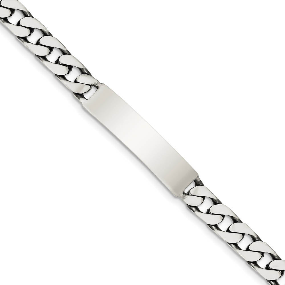 Men's 8mm Antiqued Sterling Silver Engravable Curb Link I.D. Bracelet, Item B13451 by The Black Bow Jewelry Co.