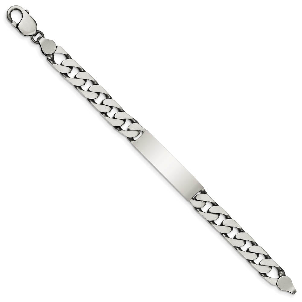 Alternate view of the Men's 9mm Antiqued Sterling Silver Engravable Curb Link I.D. Bracelet by The Black Bow Jewelry Co.