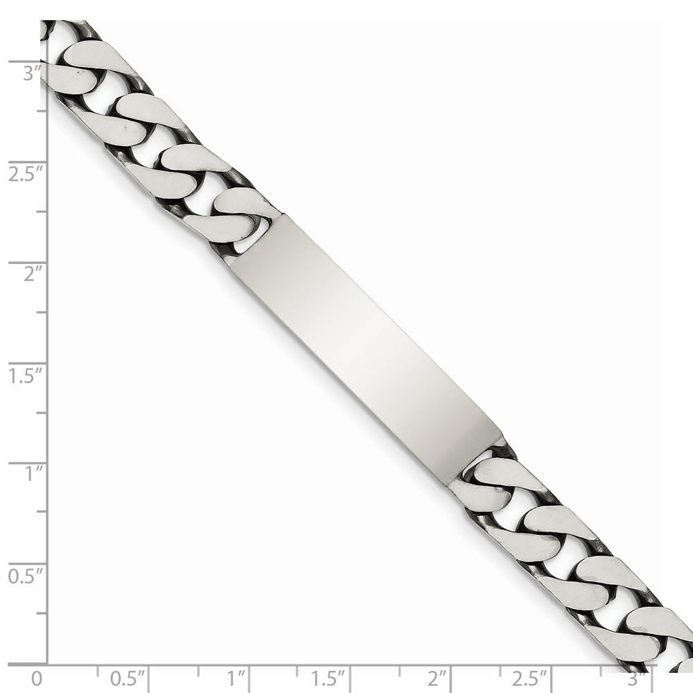 Alternate view of the Men's 9mm Antiqued Sterling Silver Engravable Curb Link I.D. Bracelet by The Black Bow Jewelry Co.