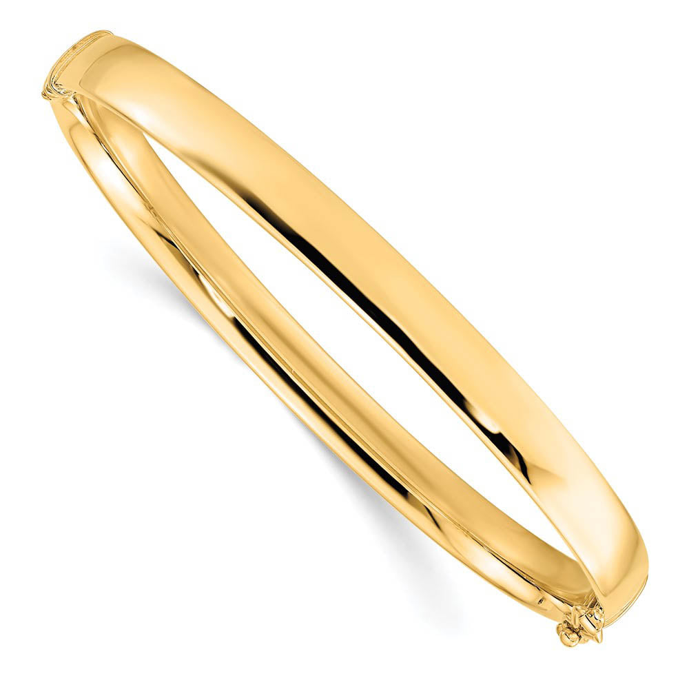 5.9mm 10k Yellow Gold Polished Hollow Hinged Bangle Bracelet, Item B13536 by The Black Bow Jewelry Co.