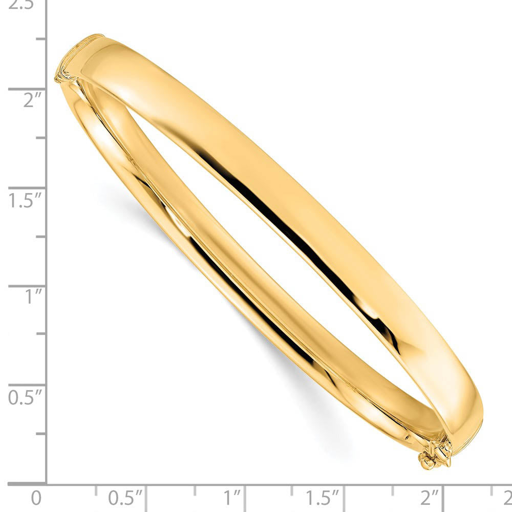 Alternate view of the 5.9mm 10k Yellow Gold Polished Hollow Hinged Bangle Bracelet by The Black Bow Jewelry Co.