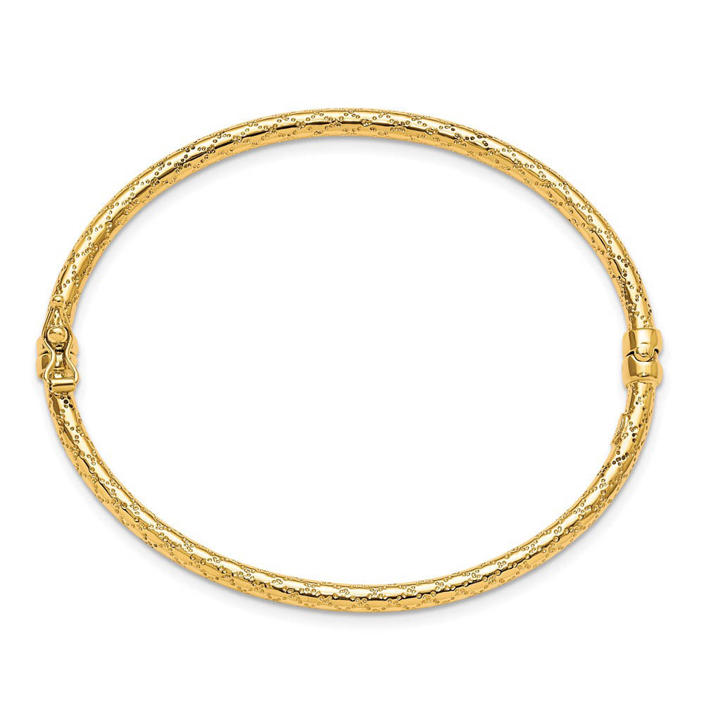 Alternative view of 3.2mm 10k Yellow Gold Textured Round Hinged Bangle Bracelet