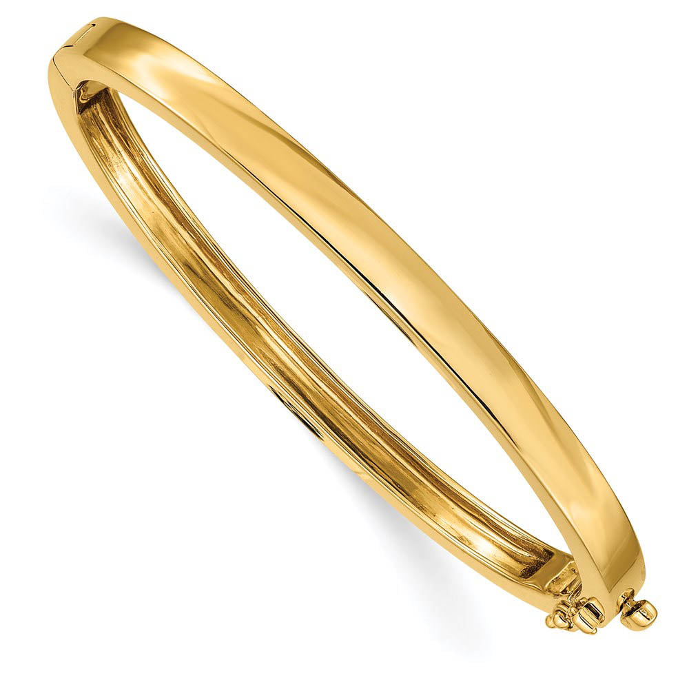 5.3mm 14k Yellow Gold Polished Solid Open Back Hinged Bangle Bracelet, Item B13551 by The Black Bow Jewelry Co.