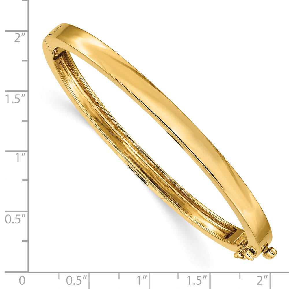 Alternate view of the 5.3mm 14k Yellow Gold Polished Solid Open Back Hinged Bangle Bracelet by The Black Bow Jewelry Co.