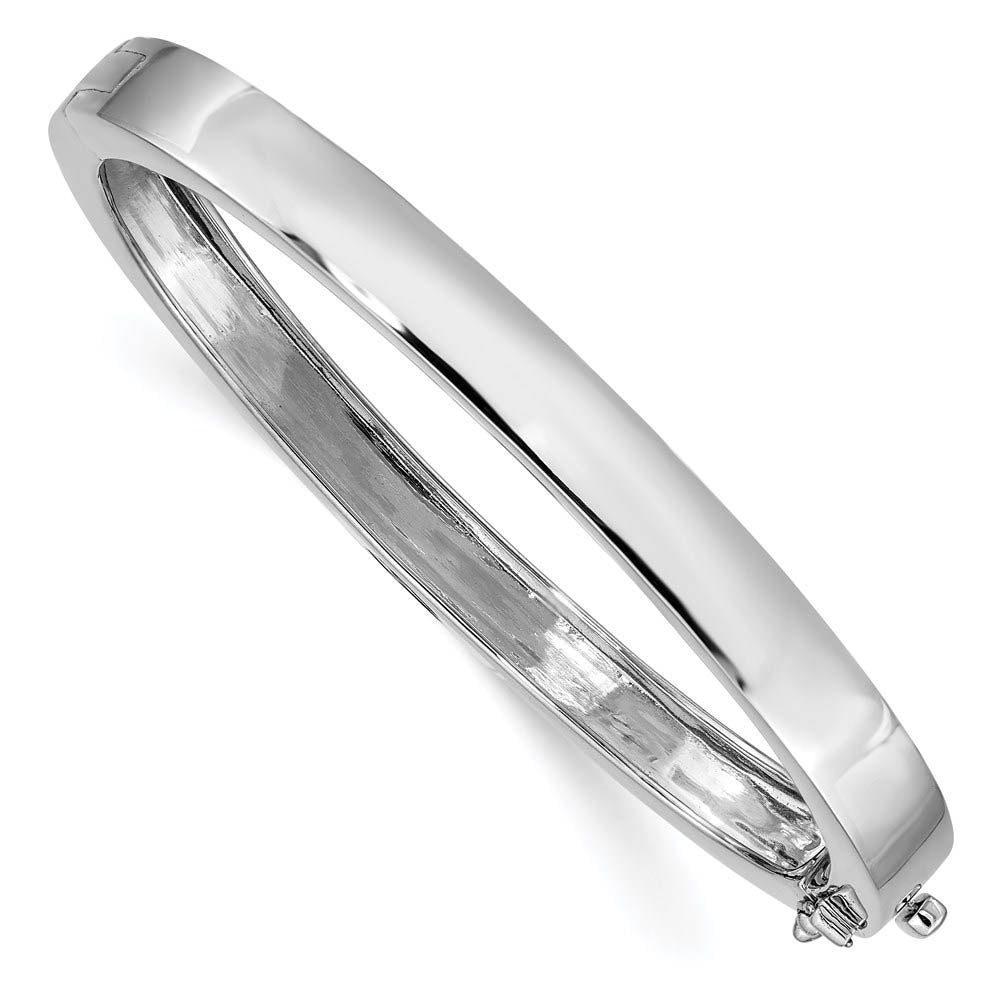 6.3mm 14k White Gold Polished Solid Open Back Hinged Bangle Bracelet, Item B13554 by The Black Bow Jewelry Co.